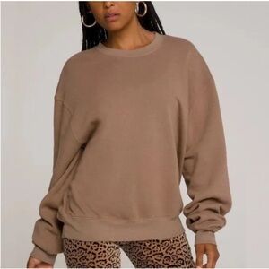 Good American Tan Crew Neck Sweater Boyfriend Oversized Size 3 Large